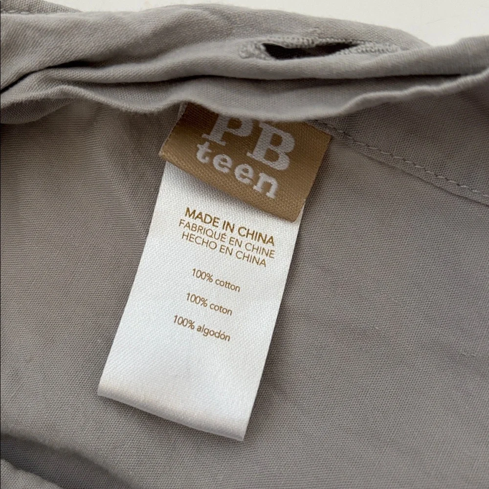 Pottery Barn‎ Teen Gray Ruched Full / Queen Duvet Cover College Dorm